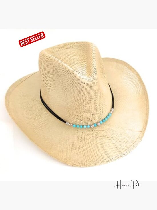 Turquoise Gemstone Hat Band Adjustable Hat Accessory for Cowboy Hats